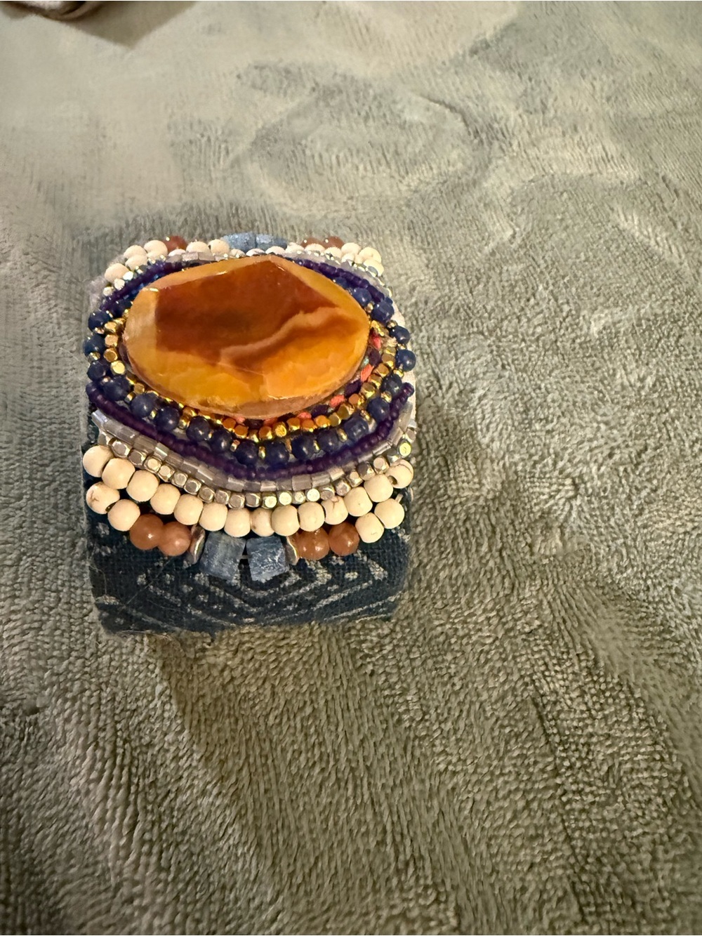 Source Unknown Amber Center Multi-Color Beaded Bracelet
